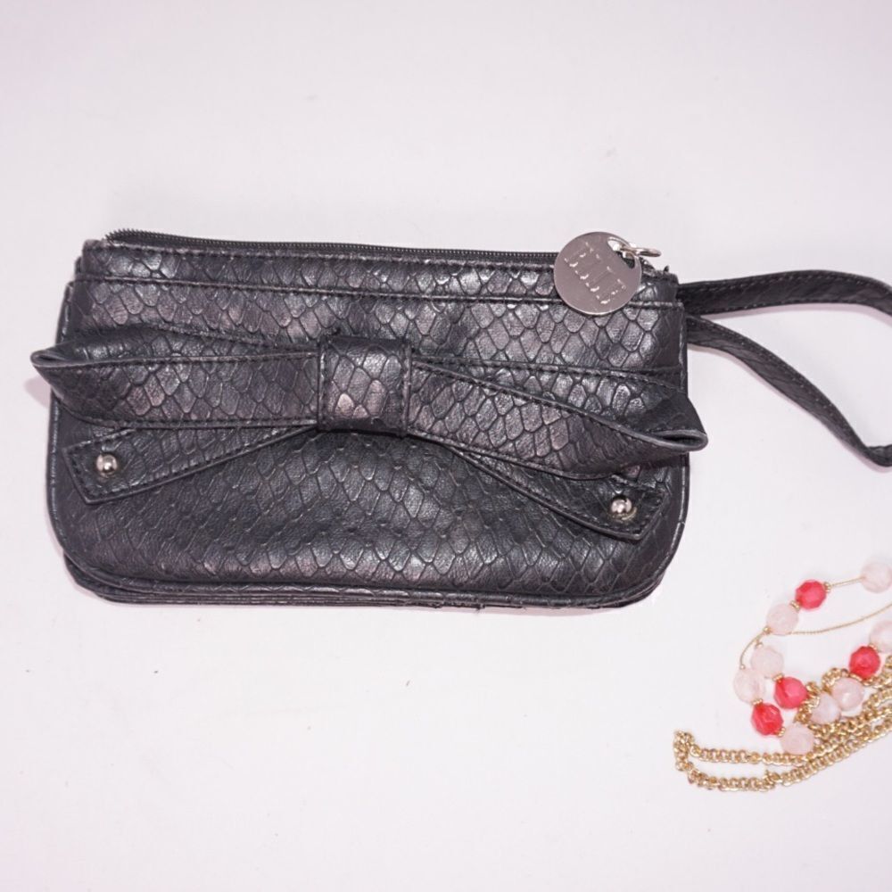 2/$20 ELLE Black Croc Wallet with Wrist Strap